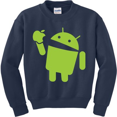 Android Eats Apple Funny Nerd Computer Kids Sweatshirt