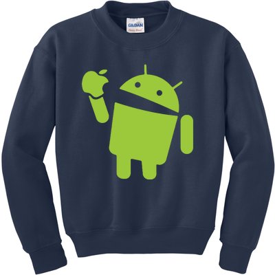 Android Eats Apple Funny Nerd Computer Kids Sweatshirt