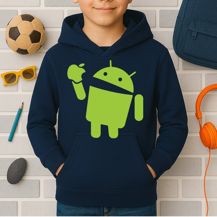 Android Eats Apple Funny Nerd Computer Kids Hoodie
