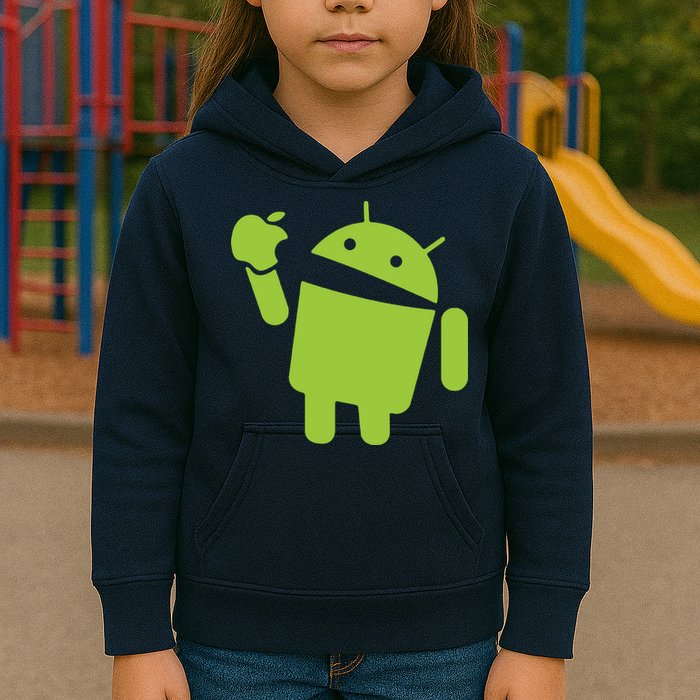 Android Eats Apple Funny Nerd Computer Kids Hoodie