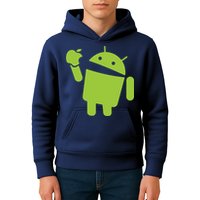 Android Eats Apple Funny Nerd Computer Kids Hoodie