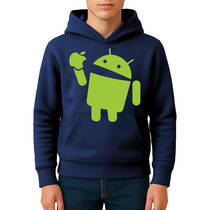 Android Eats Apple Funny Nerd Computer Kids Hoodie