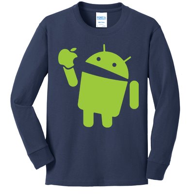 Android Eats Apple Funny Nerd Computer Kids Long Sleeve Shirt