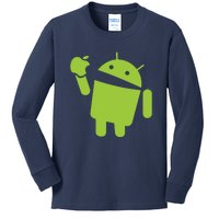 Android Eats Apple Funny Nerd Computer Kids Long Sleeve Shirt