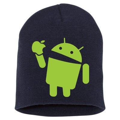 Android Eats Apple Funny Nerd Computer Short Acrylic Beanie