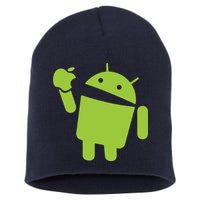 Android Eats Apple Funny Nerd Computer Short Acrylic Beanie