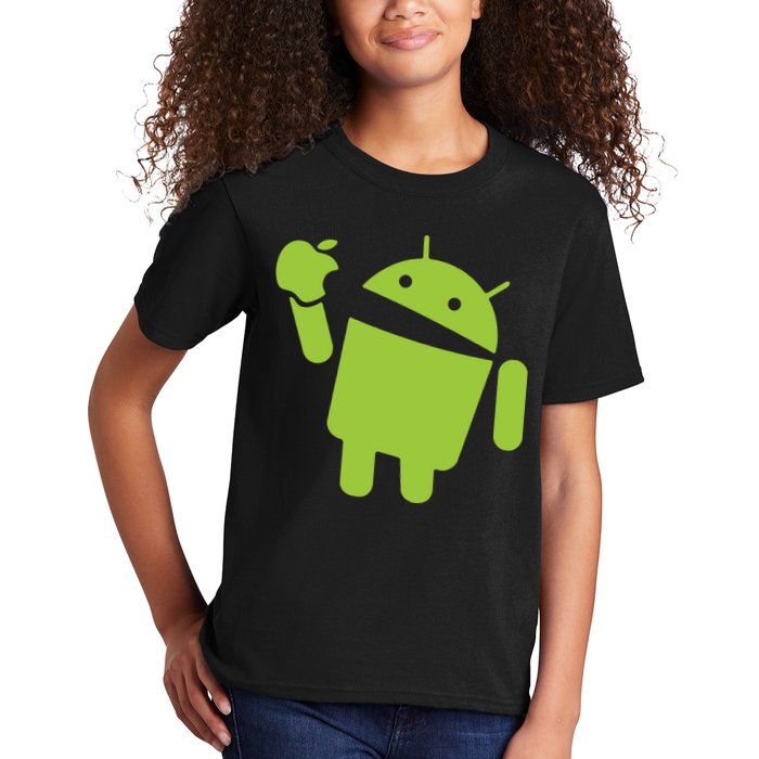 Android Eats Apple Funny Nerd Computer Kids T-Shirt