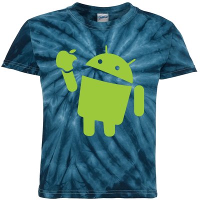 Android Eats Apple Funny Nerd Computer Kids Tie-Dye T-Shirt