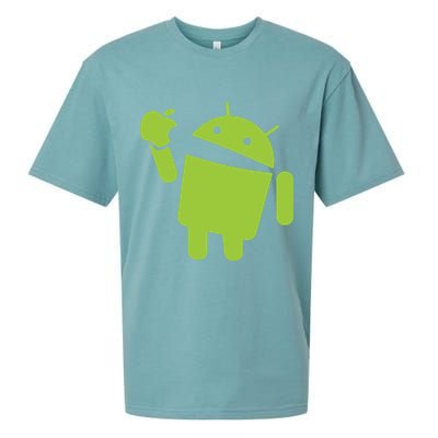 Android Eats Apple Funny Nerd Computer Sueded Cloud Jersey T-Shirt