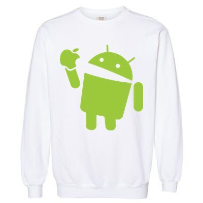 Android Eats Apple Funny Nerd Computer Garment-Dyed Sweatshirt