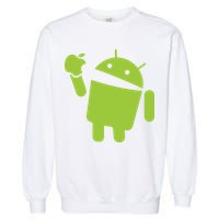 Android Eats Apple Funny Nerd Computer Garment-Dyed Sweatshirt