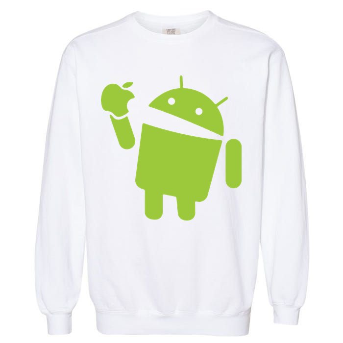 Android Eats Apple Funny Nerd Computer Garment-Dyed Sweatshirt
