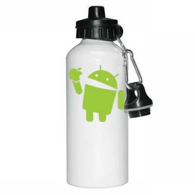 Android Eats Apple Funny Nerd Computer Aluminum Water Bottle