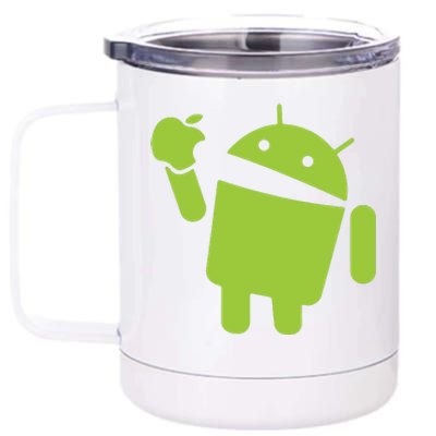 Android Eats Apple Funny Nerd Computer 12 oz Stainless Steel Tumbler Cup