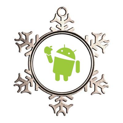 Android Eats Apple Funny Nerd Computer Metallic Star Ornament