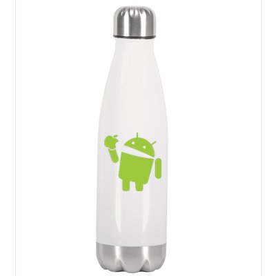 Android Eats Apple Funny Nerd Computer Stainless Steel Insulated Water Bottle