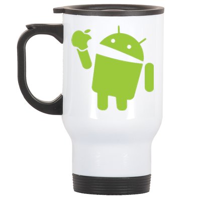 Android Eats Apple Funny Nerd Computer Stainless Steel Travel Mug