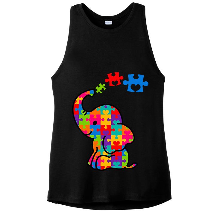 Autism Elephant Ladies PosiCharge Tri-Blend Wicking Tank