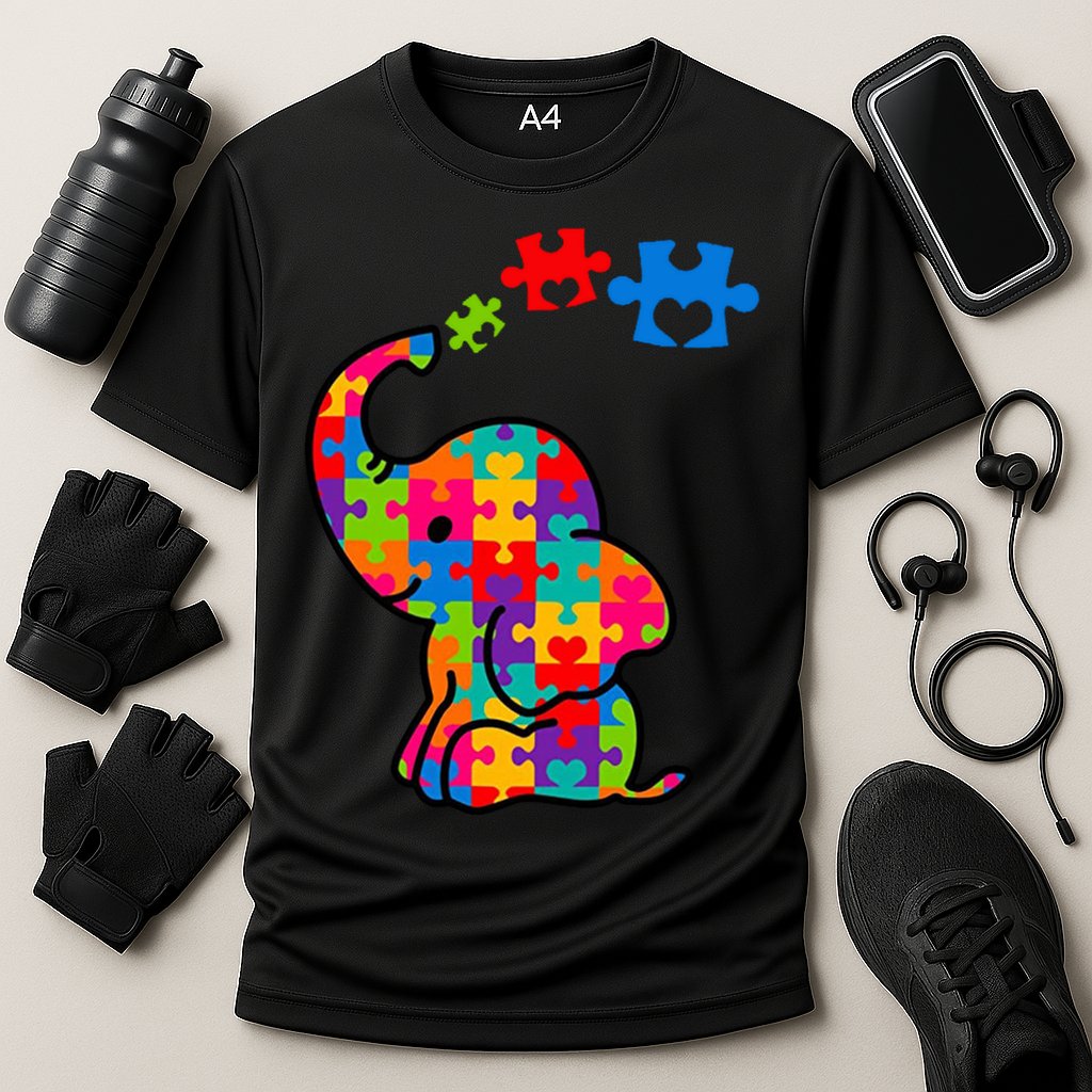 Autism Elephant Cooling Performance Crew T-Shirt