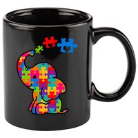 Autism Elephant 11oz C Handle Ceramic Mug