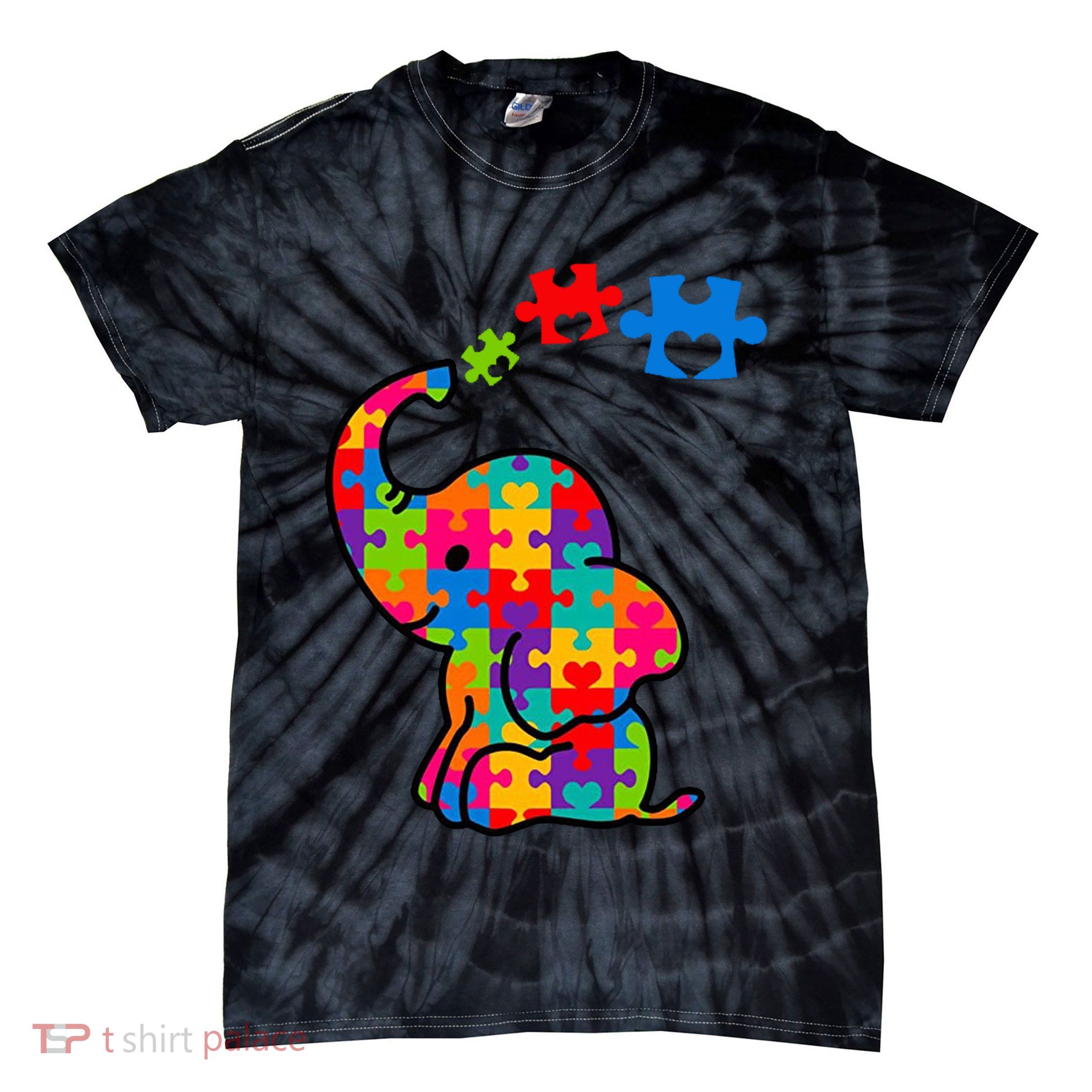 Autism Elephant Tie-Dye T-Shirt