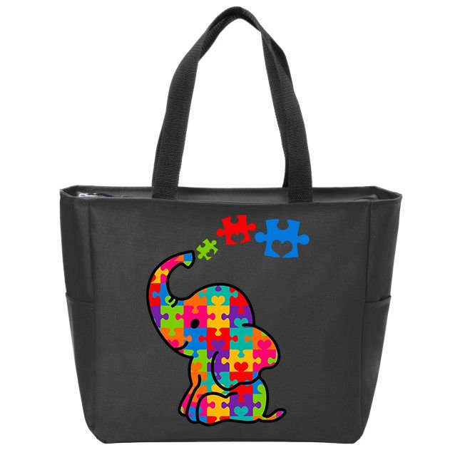 Autism Elephant Zip Tote Bag