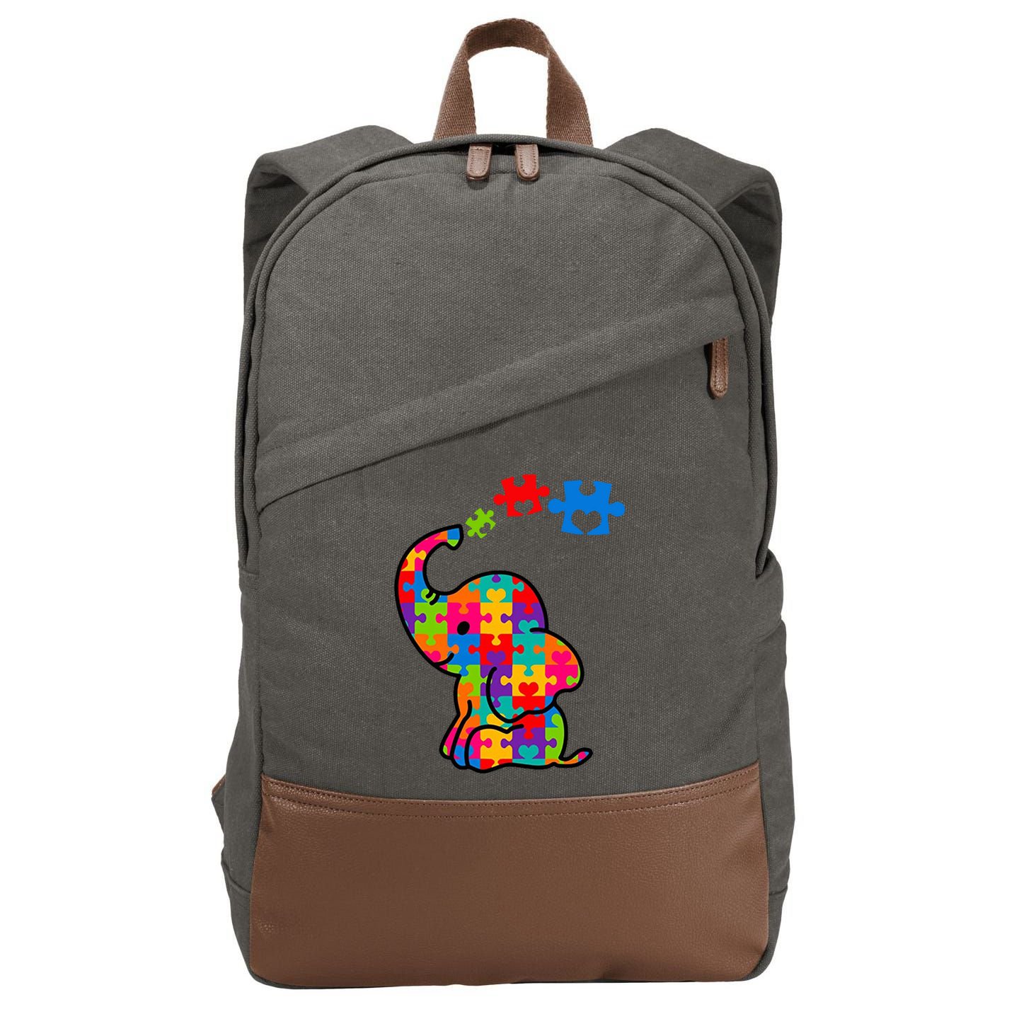 Autism Elephant Cotton Canvas Backpack