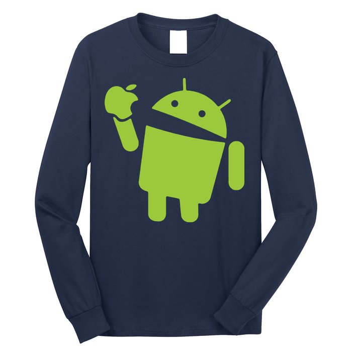 Android Eats Apple Funny Nerd Computer Long Sleeve Shirt