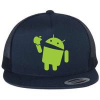 Android Eats Apple Funny Nerd Computer Flat Bill Trucker Hat