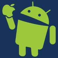 Android Eats Apple Funny Nerd Computer Flat Bill Trucker Hat