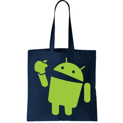 Android Eats Apple Funny Nerd Computer Tote Bag