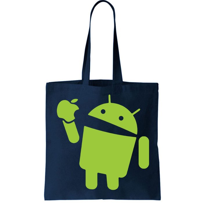Android Eats Apple Funny Nerd Computer Tote Bag