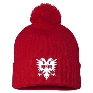 Albanian Eagle Pom Pom 12in Knit Beanie