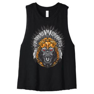 Ancient Ethnic Aztec Monkey Gorilla People Civilization Gift Women's Racerback Cropped Tank