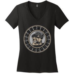 Ancient Ethnic Aztec Tattoo Mexican People Civilization Gift Women's V-Neck T-Shirt