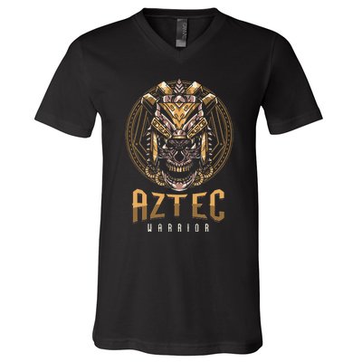 Ancient Ethnic Aztec Warrior Skull People Civilization Gift V-Neck T-Shirt