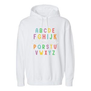 Abc Elemeno Alphabet Kindergarten Teachers Back To School Garment-Dyed Fleece Hoodie