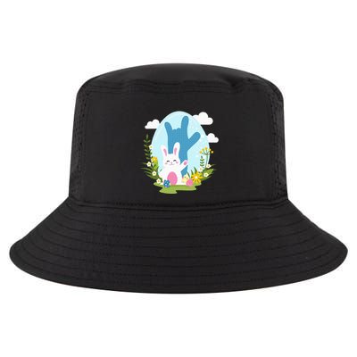Asl Easter Bunny Reflection I Love You Hand Sign Language Cool Comfort Performance Bucket Hat