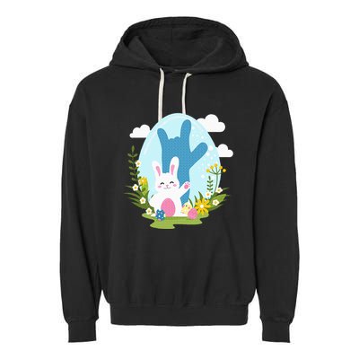 Asl Easter Bunny Reflection I Love You Hand Sign Language Garment-Dyed Fleece Hoodie