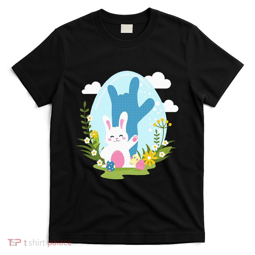 Asl Easter Bunny Reflection I Love You Hand Sign Language T-Shirt