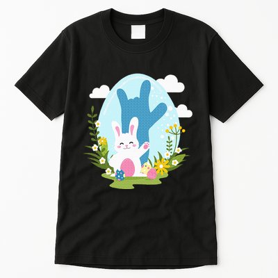 Asl Easter Bunny Reflection I Love You Hand Sign Language Tall T-Shirt