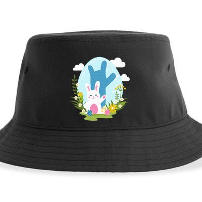 Asl Easter Bunny Reflection I Love You Hand Sign Language Sustainable Bucket Hat