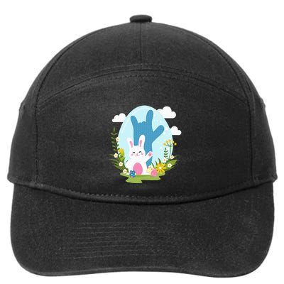 Asl Easter Bunny Reflection I Love You Hand Sign Language 7-Panel Snapback Hat