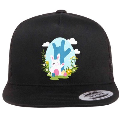Asl Easter Bunny Reflection I Love You Hand Sign Language Flatbill Hat