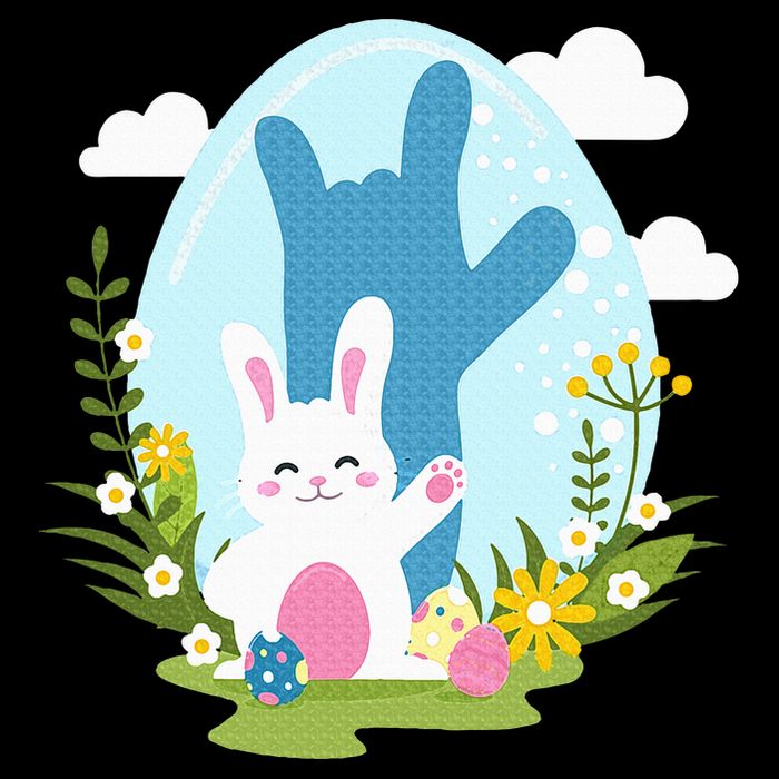 Asl Easter Bunny Reflection I Love You Hand Sign Language 16 in Basic Backpack