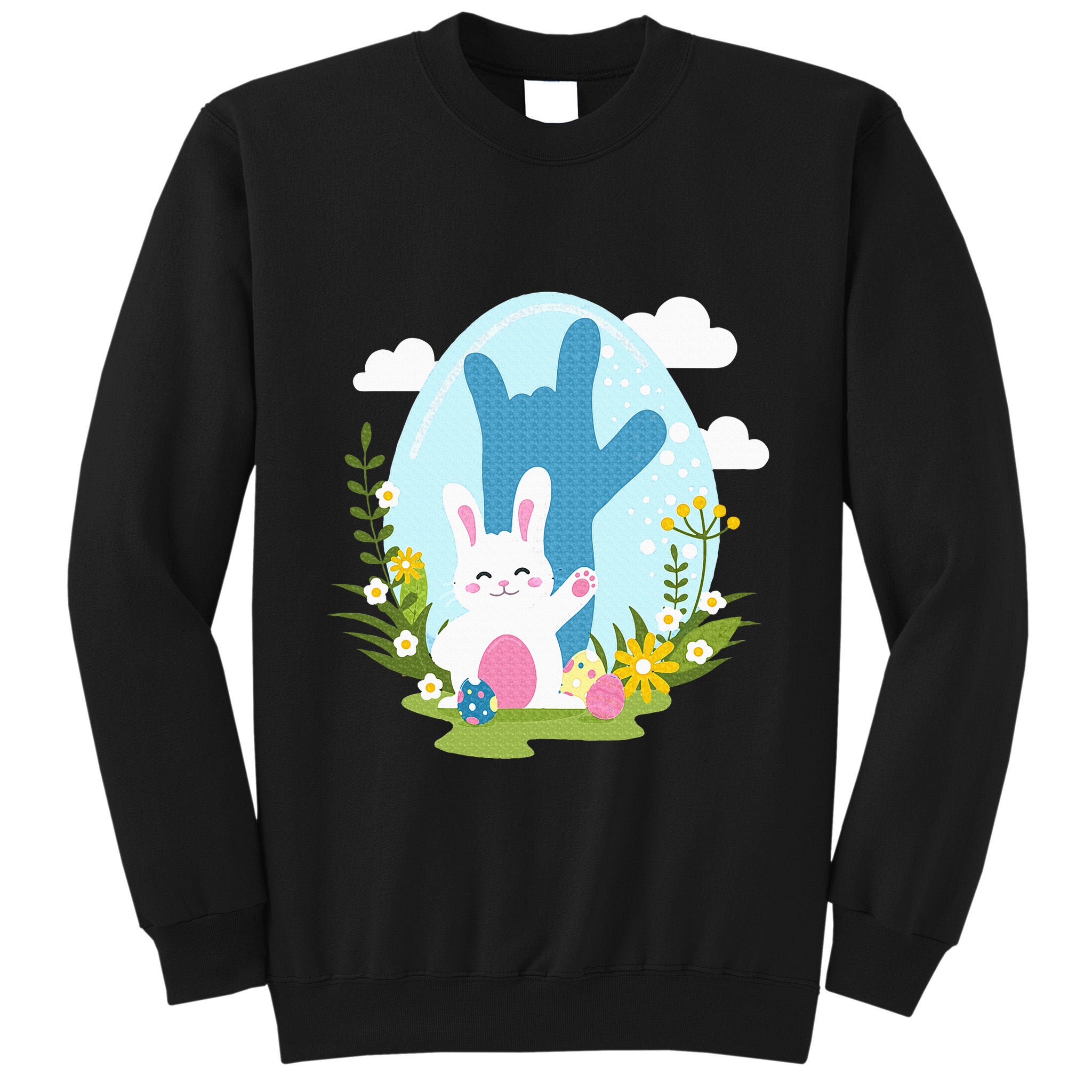Asl Easter Bunny Reflection I Love You Hand Sign Language Tall Sweatshirt