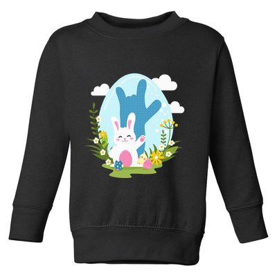 Asl Easter Bunny Reflection I Love You Hand Sign Language Toddler Sweatshirt
