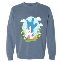 Asl Easter Bunny Reflection I Love You Hand Sign Language Garment-Dyed Sweatshirt