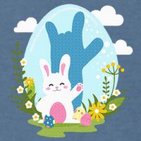Asl Easter Bunny Reflection I Love You Hand Sign Language Garment-Dyed Sweatshirt