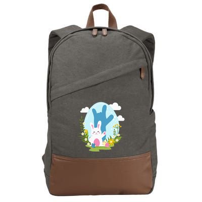 Asl Easter Bunny Reflection I Love You Hand Sign Language Cotton Canvas Backpack